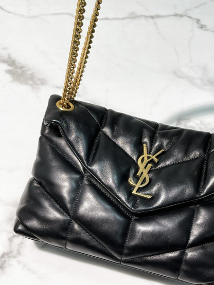 YSL PUFFER SMALL, Black/Gold