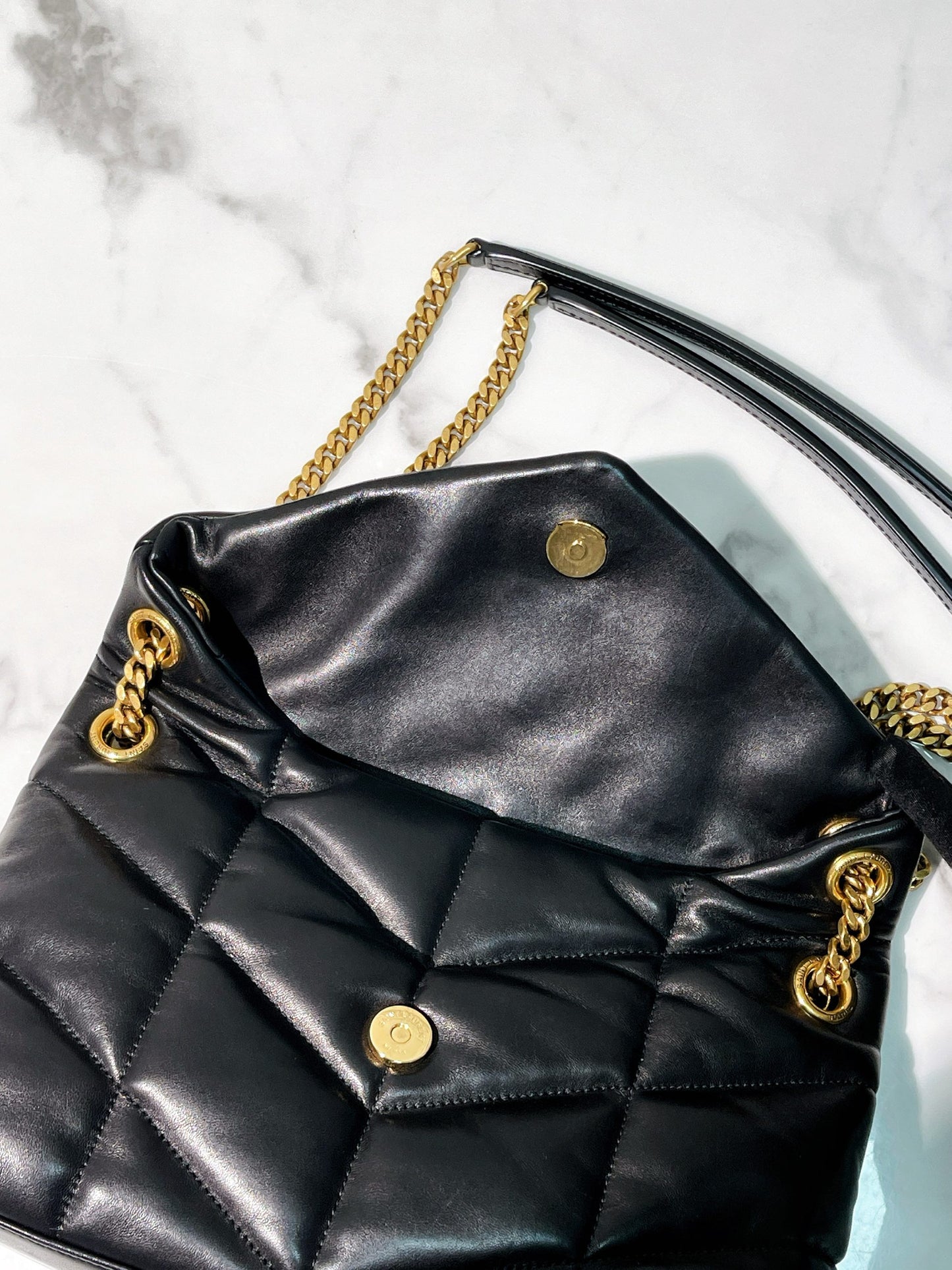 YSL PUFFER SMALL, Black/Gold