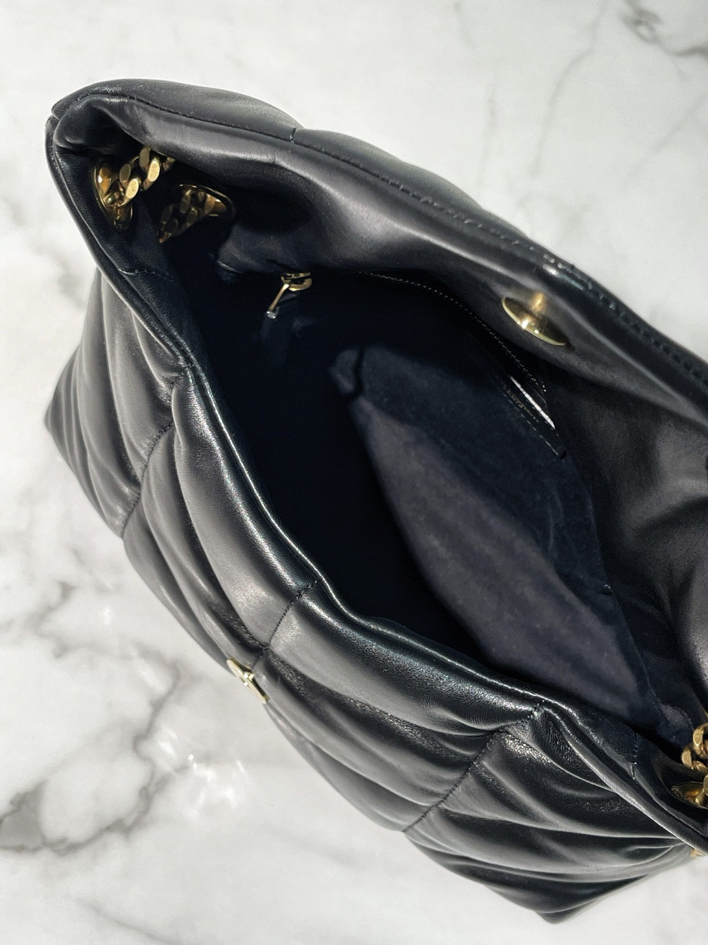 YSL PUFFER SMALL, Black/Gold