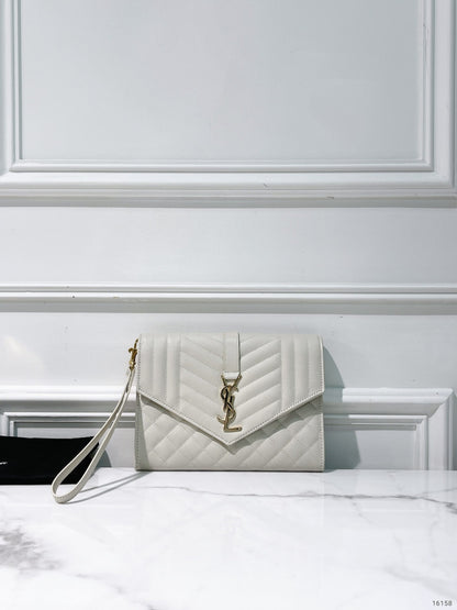 YSL POUCH, White/Gold