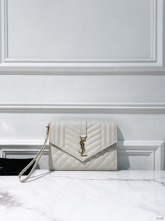 YSL POUCH, White/Gold