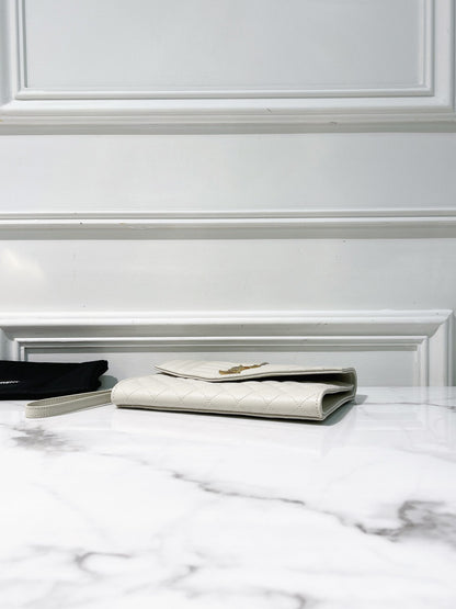 YSL POUCH, White/Gold