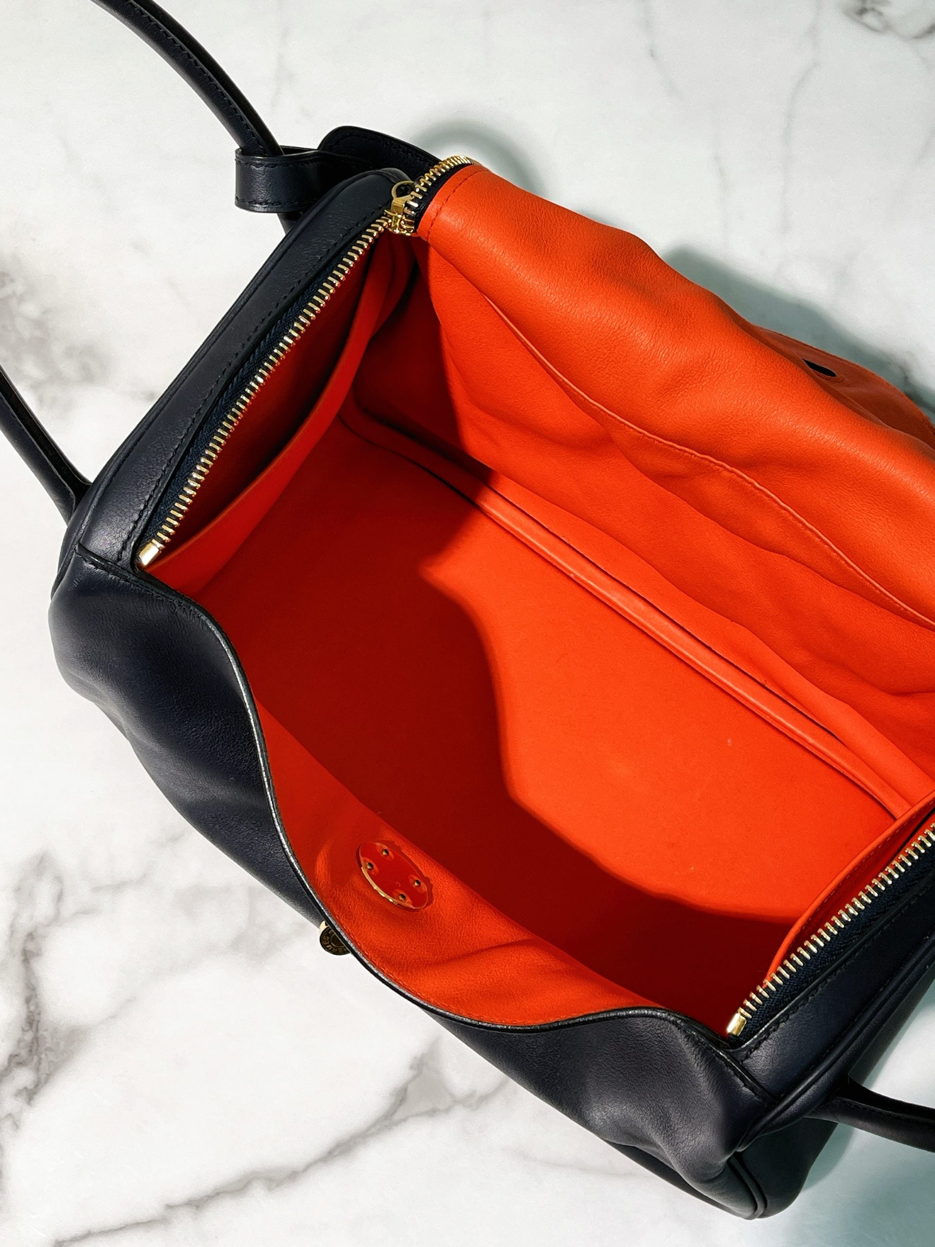 HERMES LINDY 30, Blue Nuit/Gold