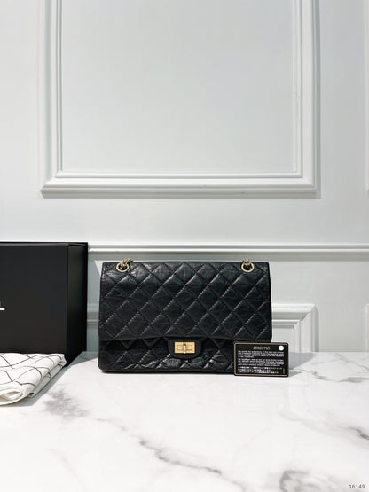 CHANEL LARGE 2.55 HANDBAG, Black/Gold