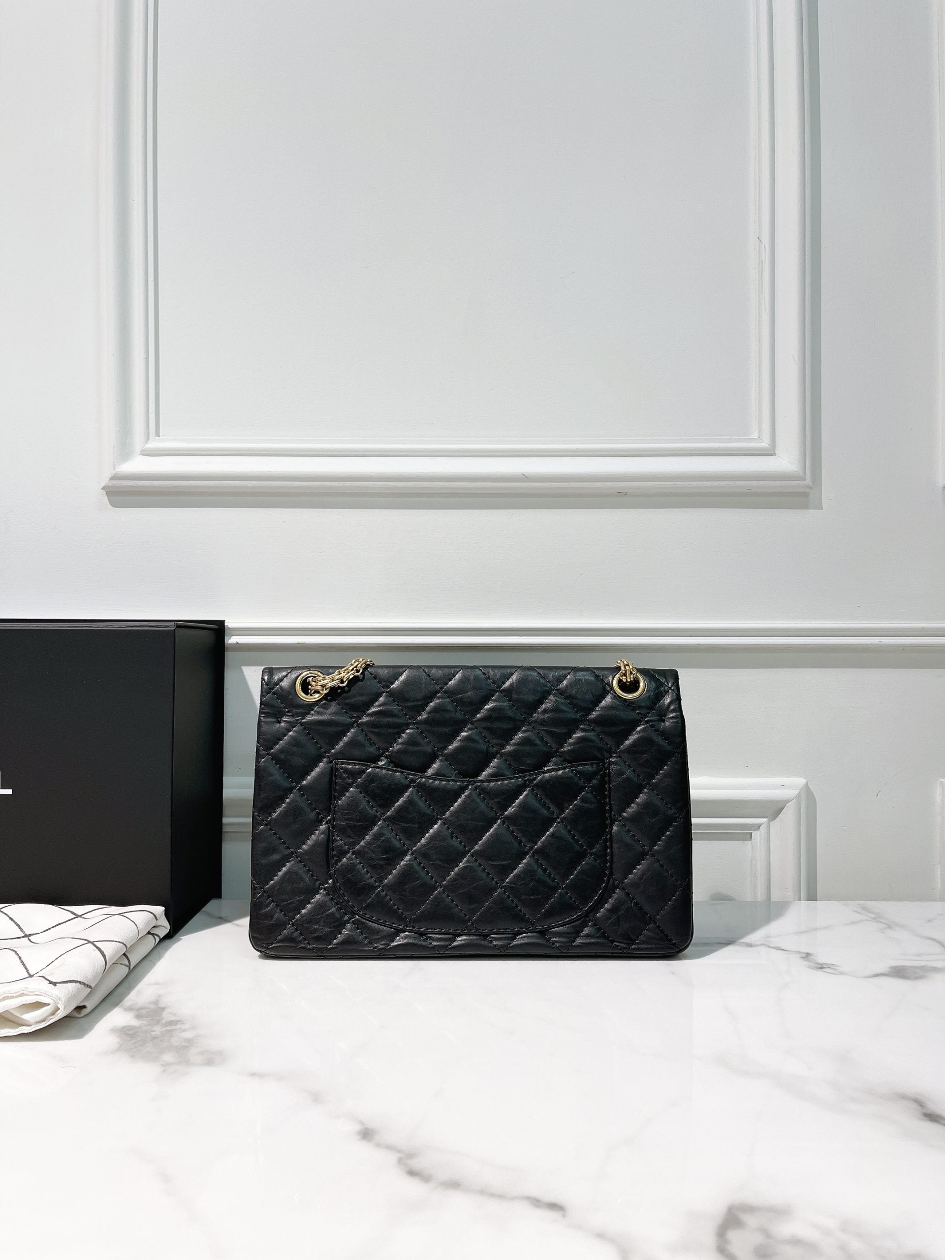 CHANEL LARGE 2.55 HANDBAG, Black/Gold