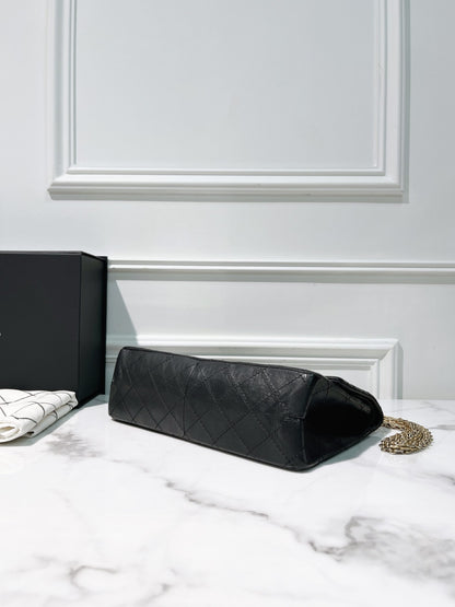 CHANEL LARGE 2.55 HANDBAG, Black/Gold