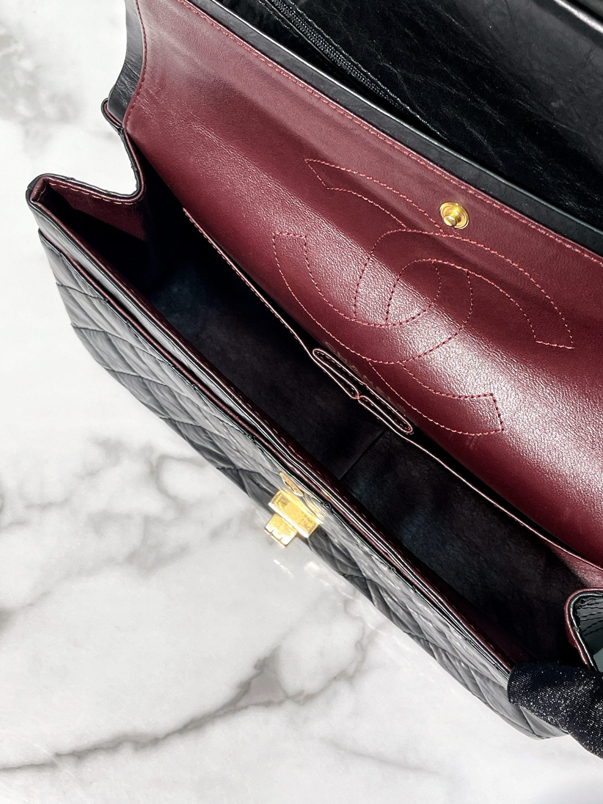 CHANEL LARGE 2.55 HANDBAG, Black/Gold