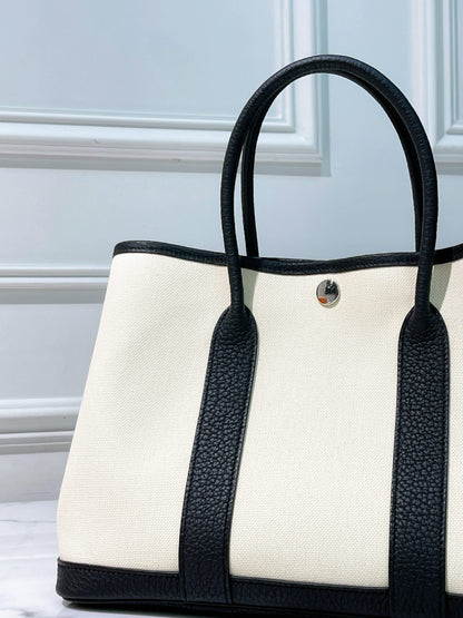 HERMES GARDEN PARTY 30, Vanille/Noir