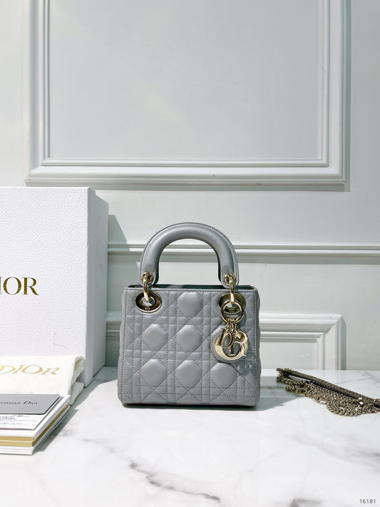 DIOR MINI LADY DIOR, Gray/Gold