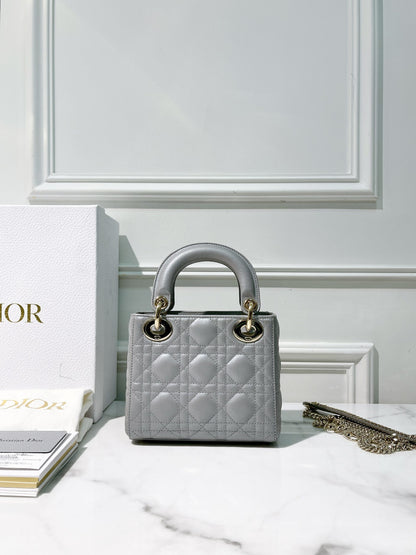 DIOR MINI LADY DIOR, Gray/Gold