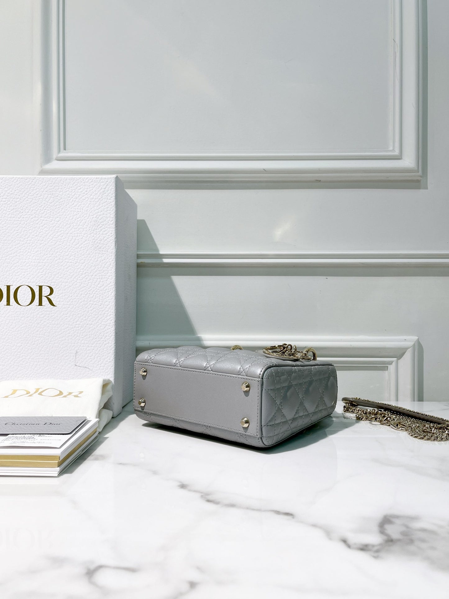 DIOR MINI LADY DIOR, Gray/Gold