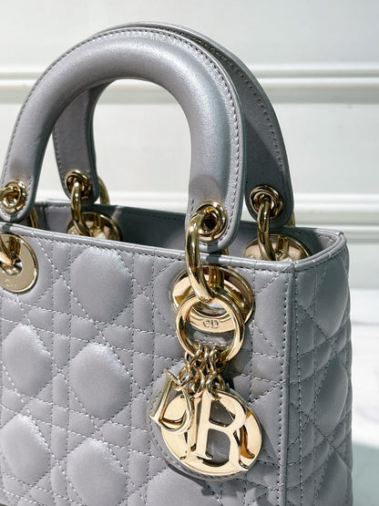 DIOR MINI LADY DIOR, Gray/Gold