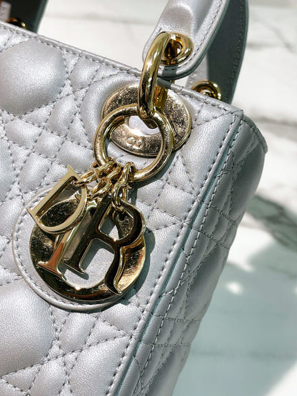 DIOR MINI LADY DIOR, Gray/Gold