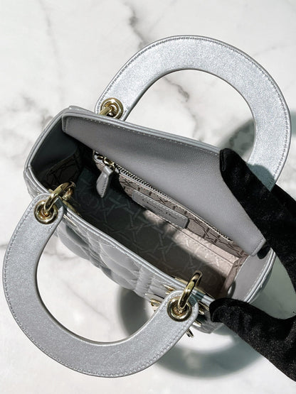 DIOR MINI LADY DIOR, Gray/Gold