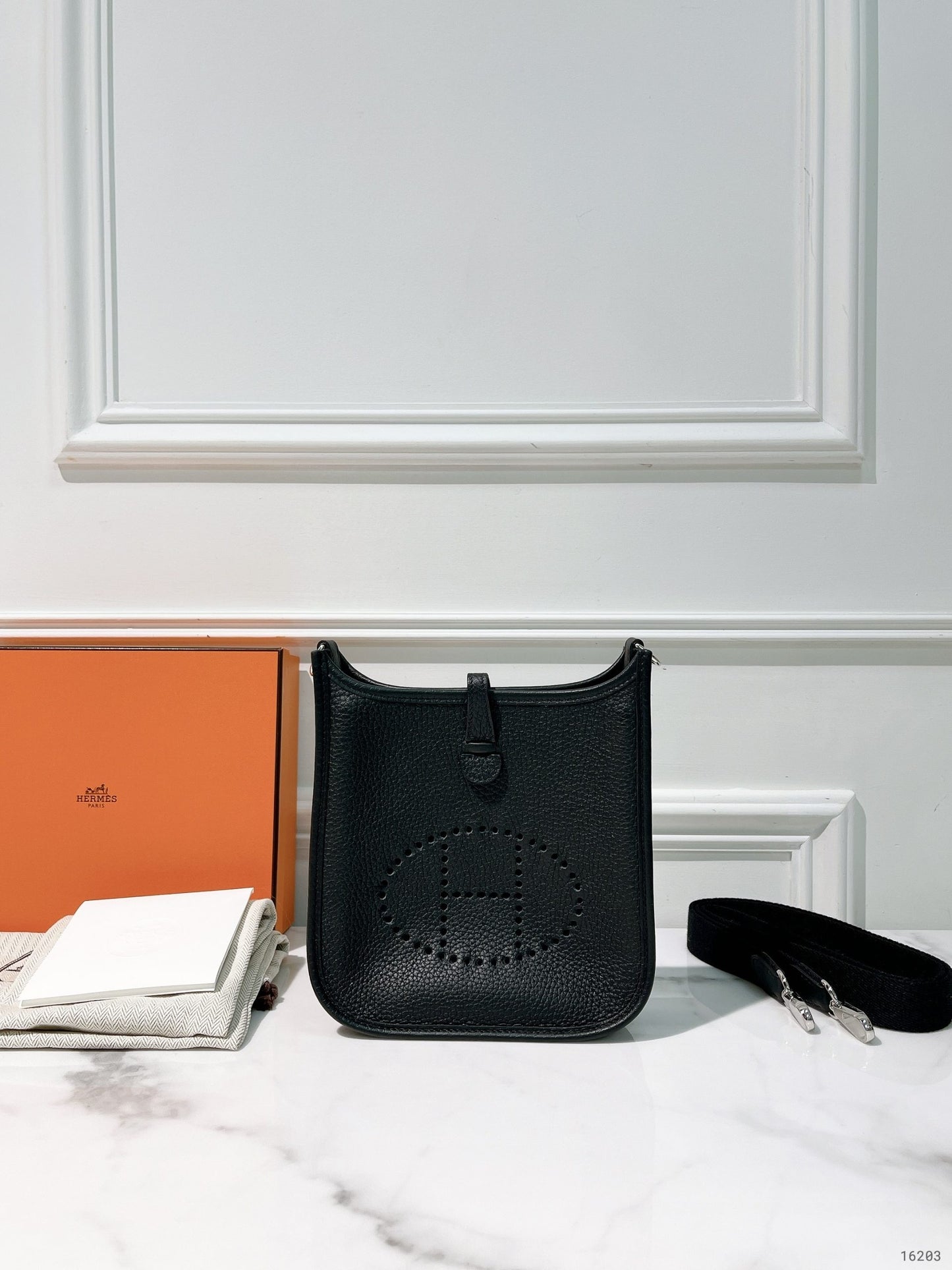 HERMES MINI EVELYNE, Noir/Silver