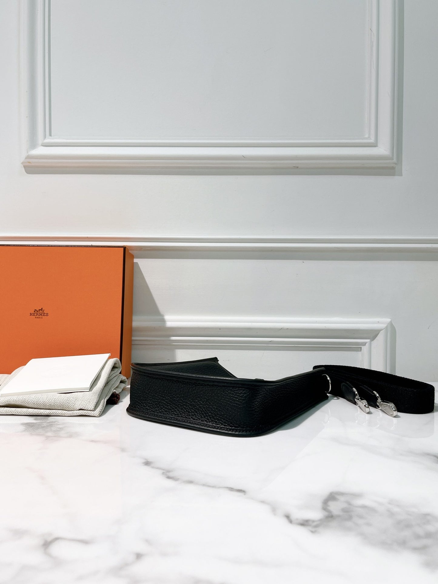 HERMES MINI EVELYNE, Noir/Silver