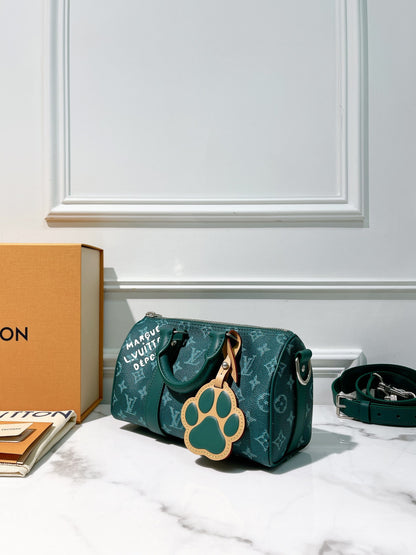 LV KEEPALL 25, Vert/Gold