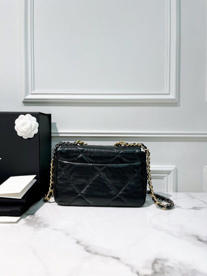 CHANEL SMALL 19 BAG, Black/Gold