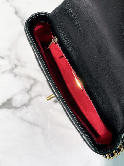 CHANEL SMALL 19 BAG, Black/Gold