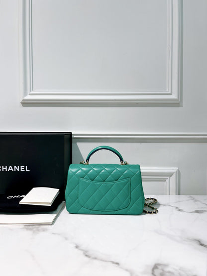 CHANEL 23P MINI HANDLE, Green/Blue/Gold