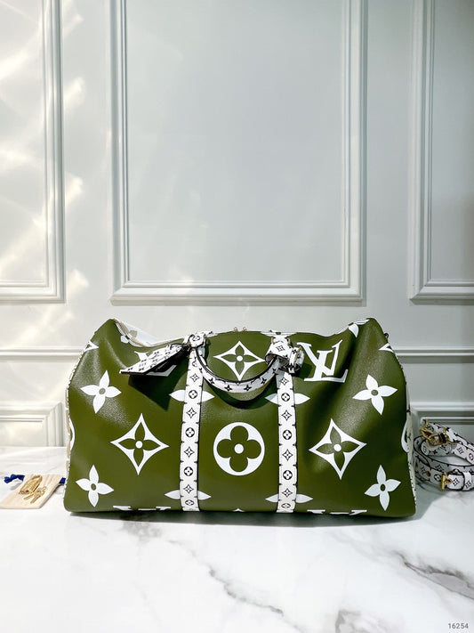 LV KEEPALL 50, Green/White/Gold