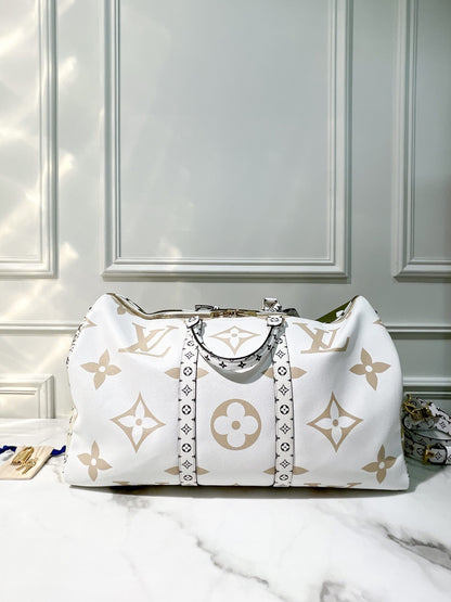 LV KEEPALL 50, Green/White/Gold