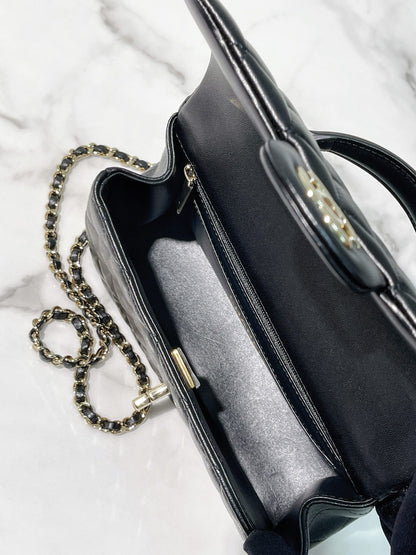 CHANEL HANDLE MINI FLAP, Black/Gold