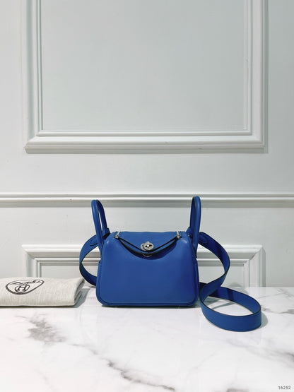 HERMES MINI LINDY, Blue France/Silver
