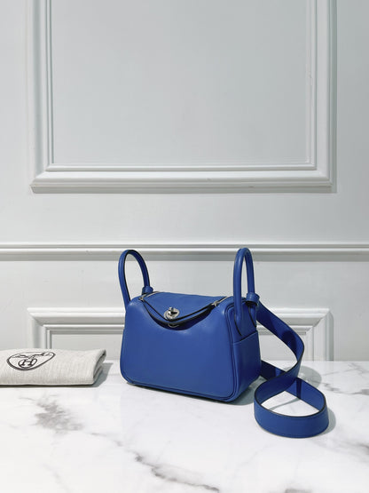 HERMES MINI LINDY, Blue France/Silver