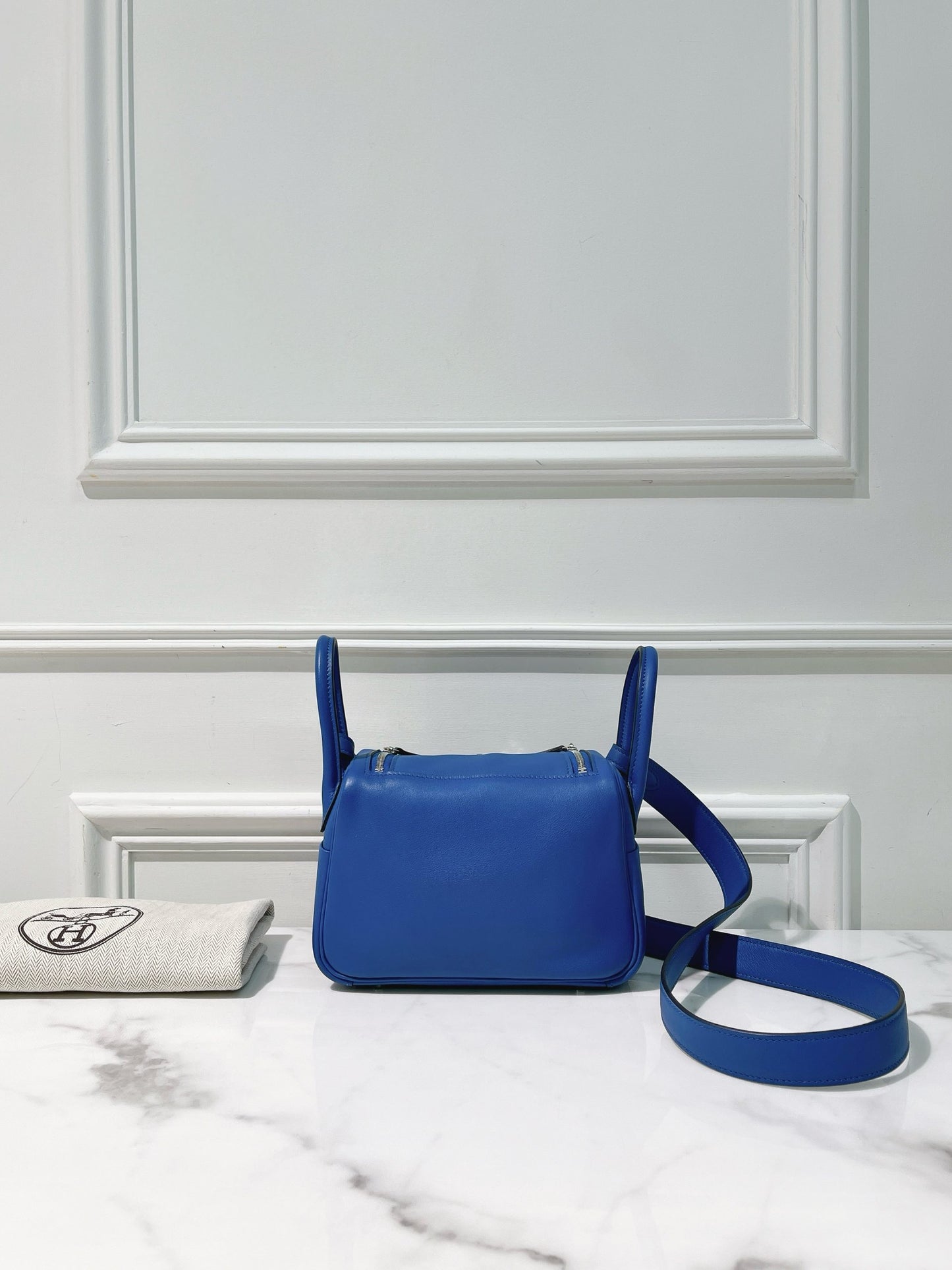 HERMES MINI LINDY, Blue France/Silver
