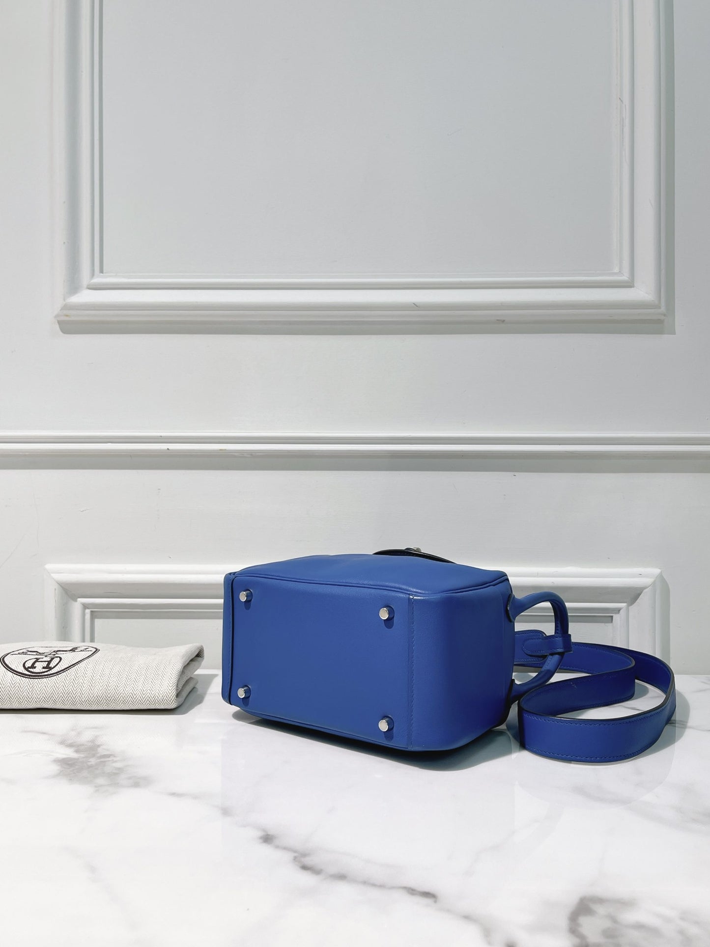 HERMES MINI LINDY, Blue France/Silver