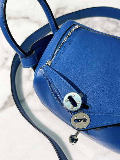 HERMES MINI LINDY, Blue France/Silver