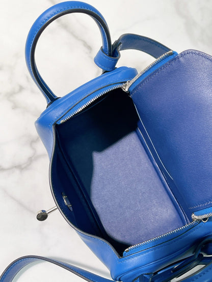 HERMES MINI LINDY, Blue France/Silver