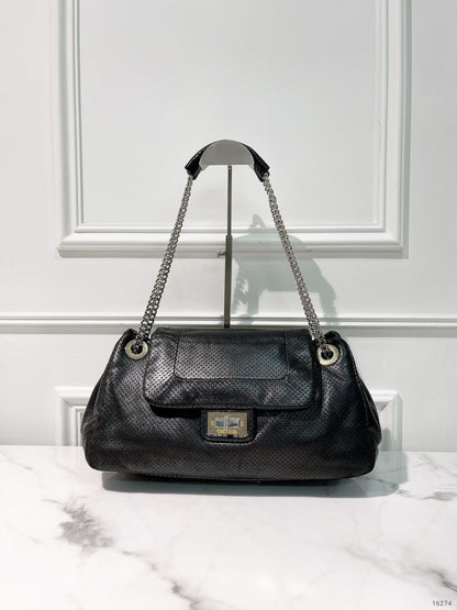 CHANEL SHOULDER BAG, Black/Silver/Gold