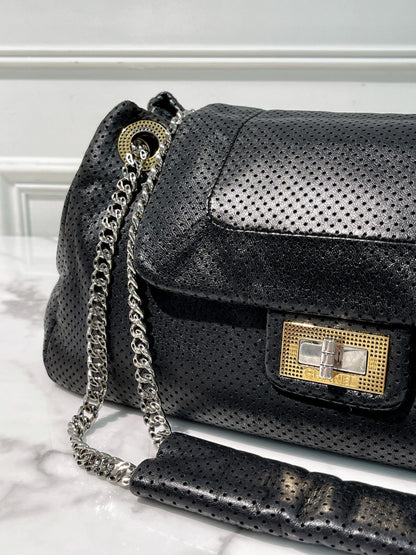 CHANEL SHOULDER BAG, Black/Silver/Gold