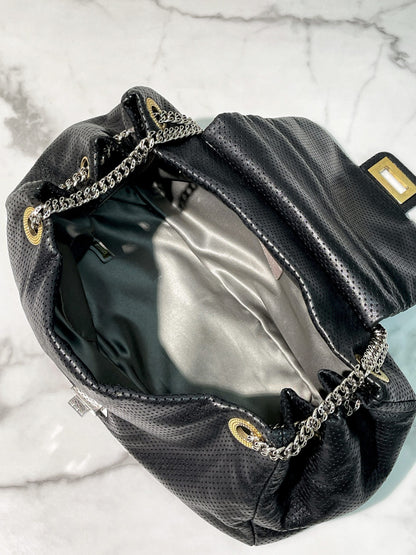 CHANEL SHOULDER BAG, Black/Silver/Gold