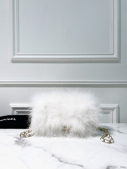 CHANEL MINI FLAP, White/Gold