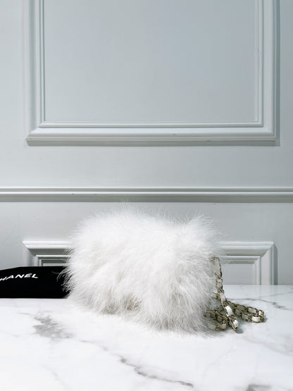 CHANEL MINI FLAP, White/Gold