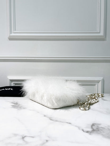 CHANEL MINI FLAP, White/Gold