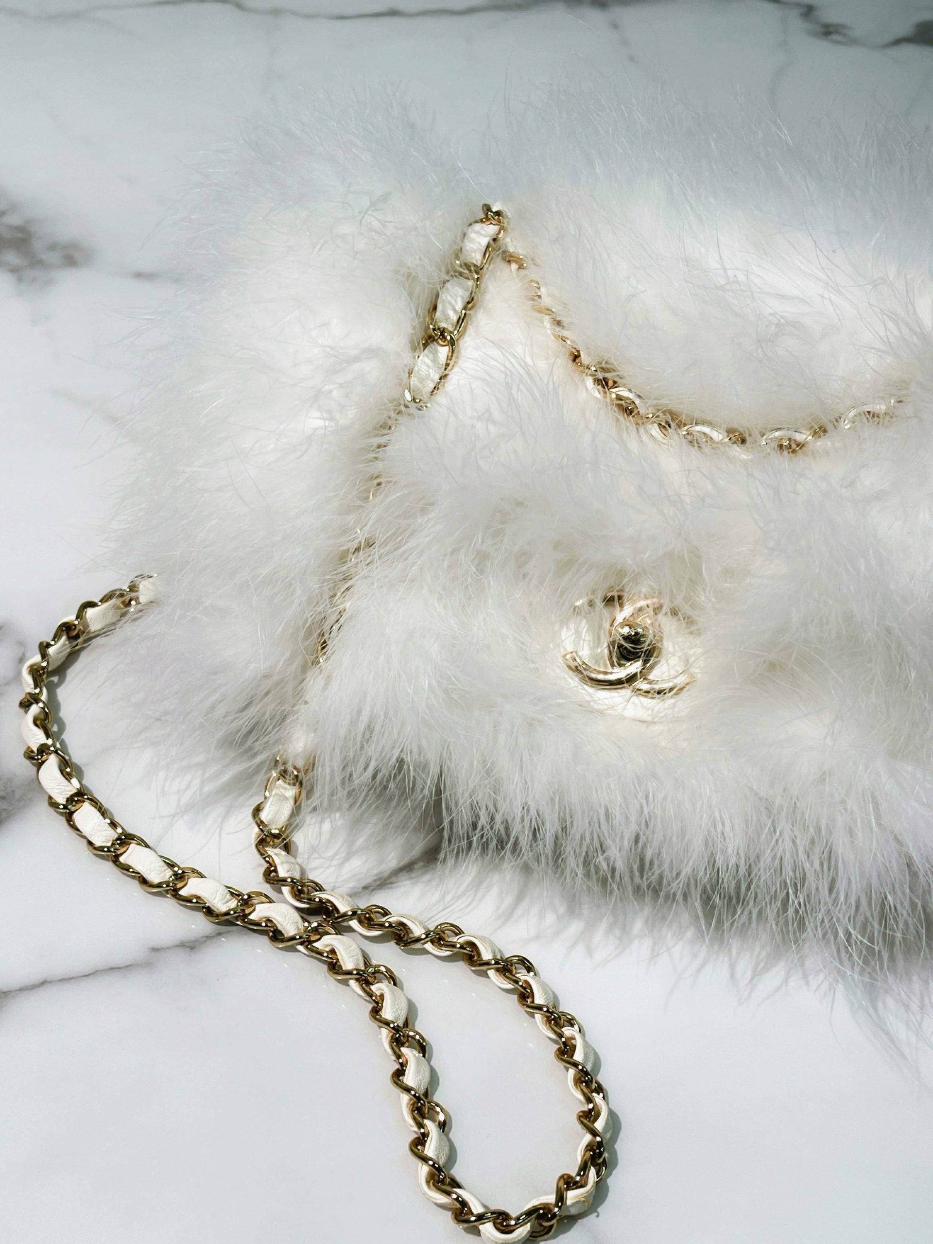 CHANEL MINI FLAP, White/Gold