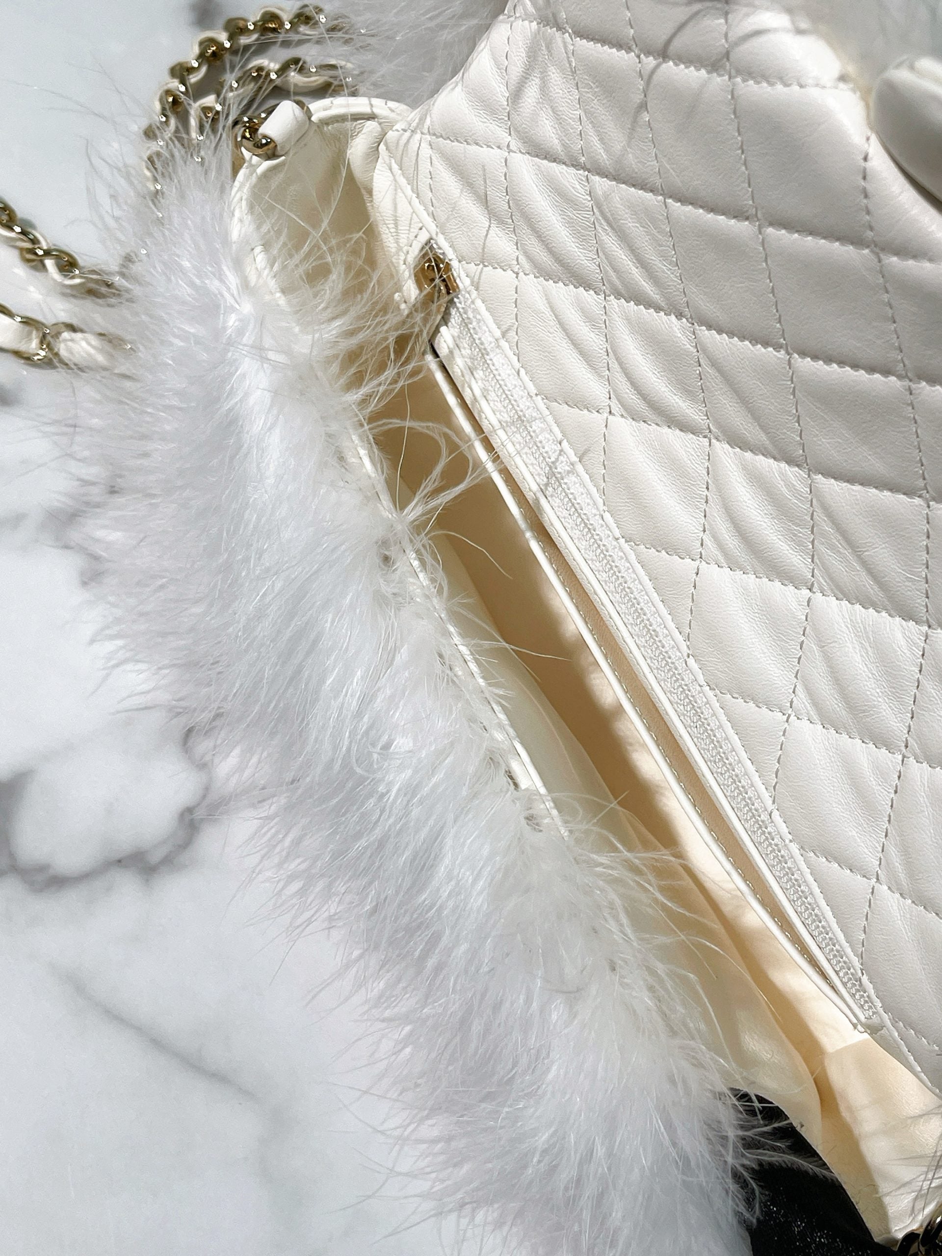 CHANEL MINI FLAP, White/Gold