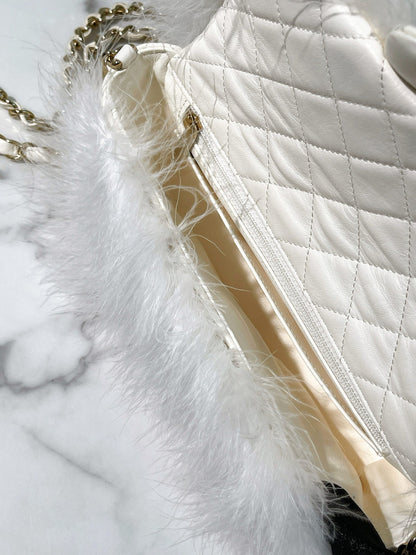 CHANEL MINI FLAP, White/Gold