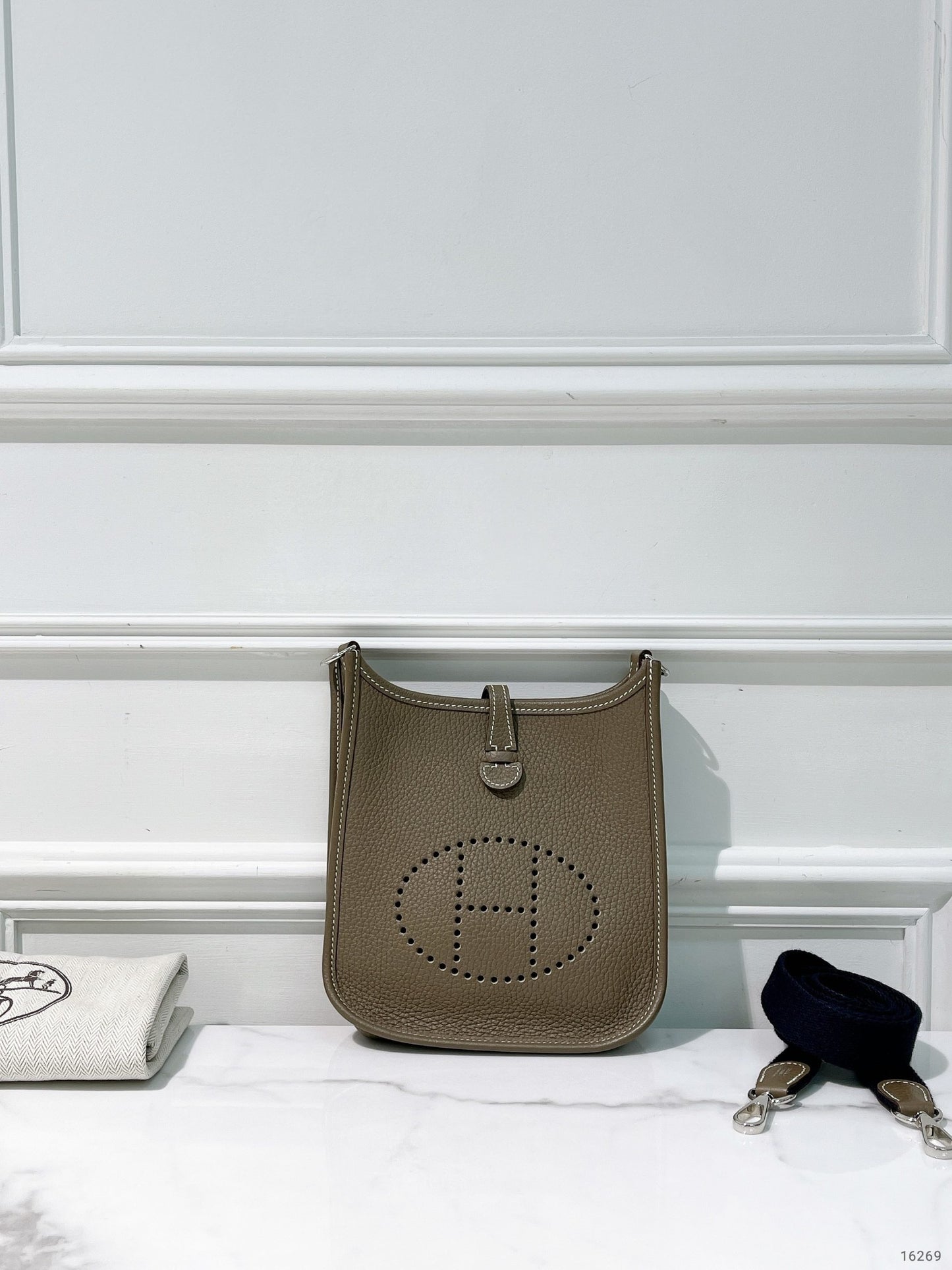 HERMES MINI EVELYNE, Etoupe/Silver