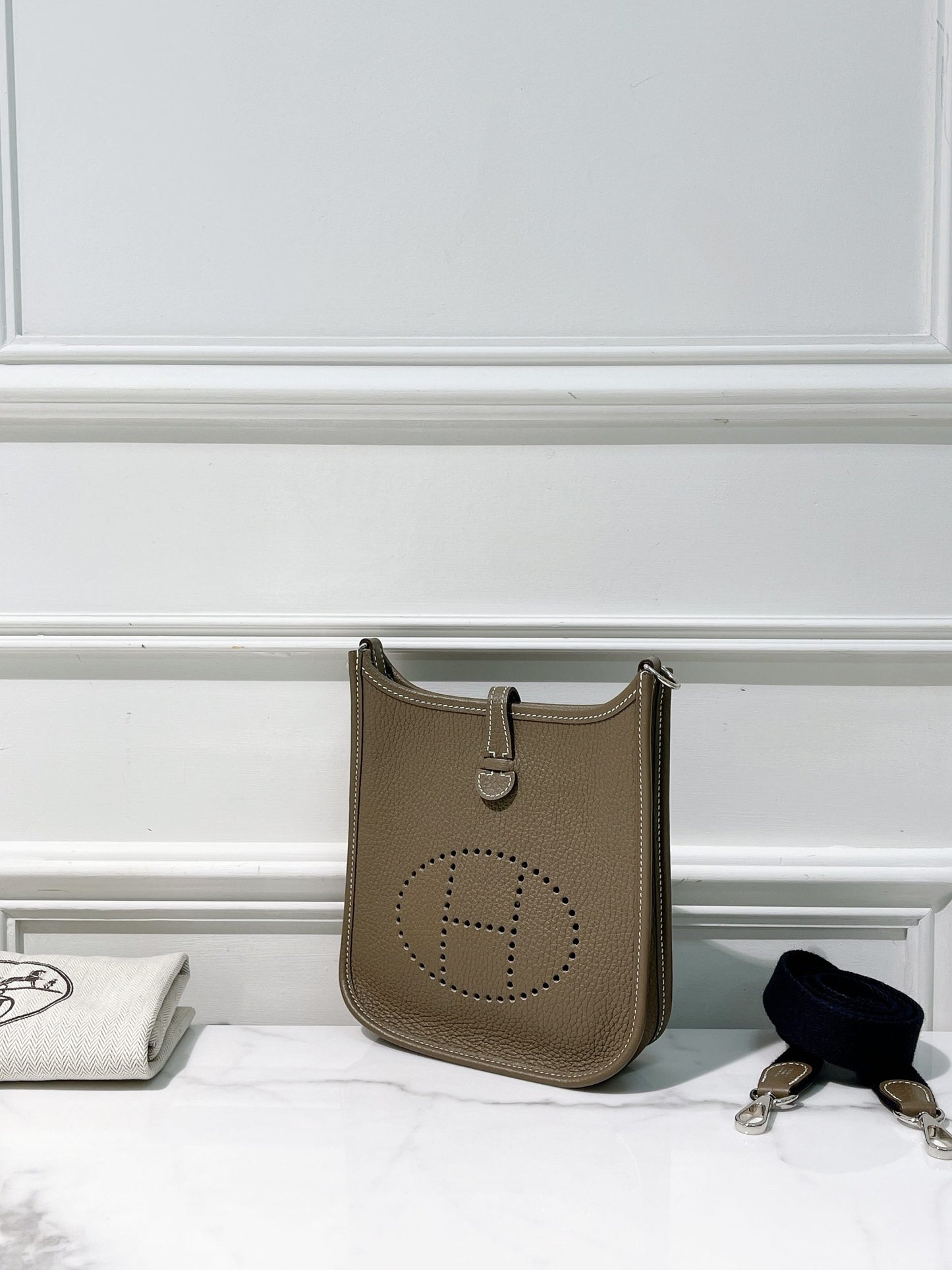 HERMES MINI EVELYNE, Etoupe/Silver