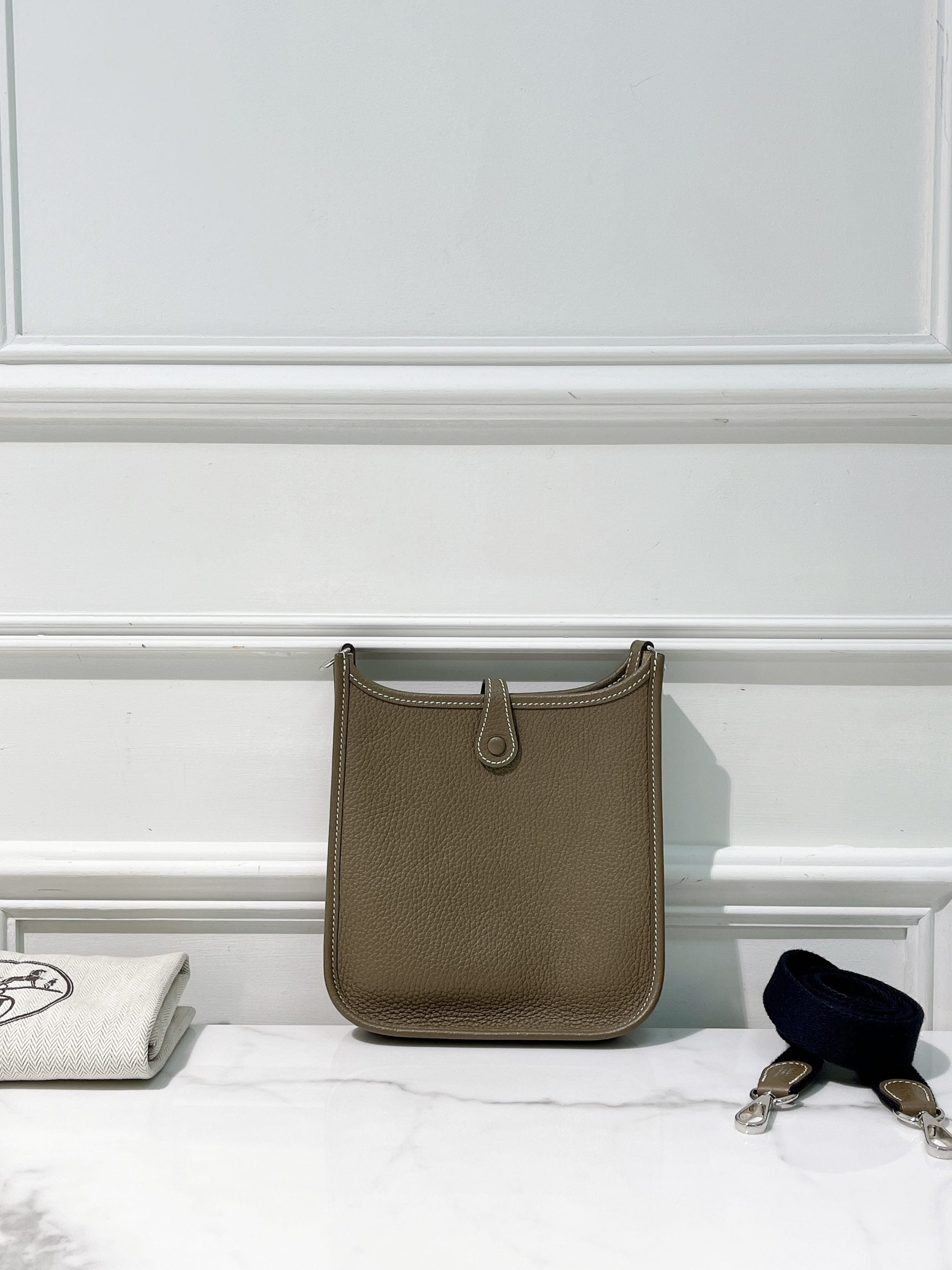 HERMES MINI EVELYNE, Etoupe/Silver