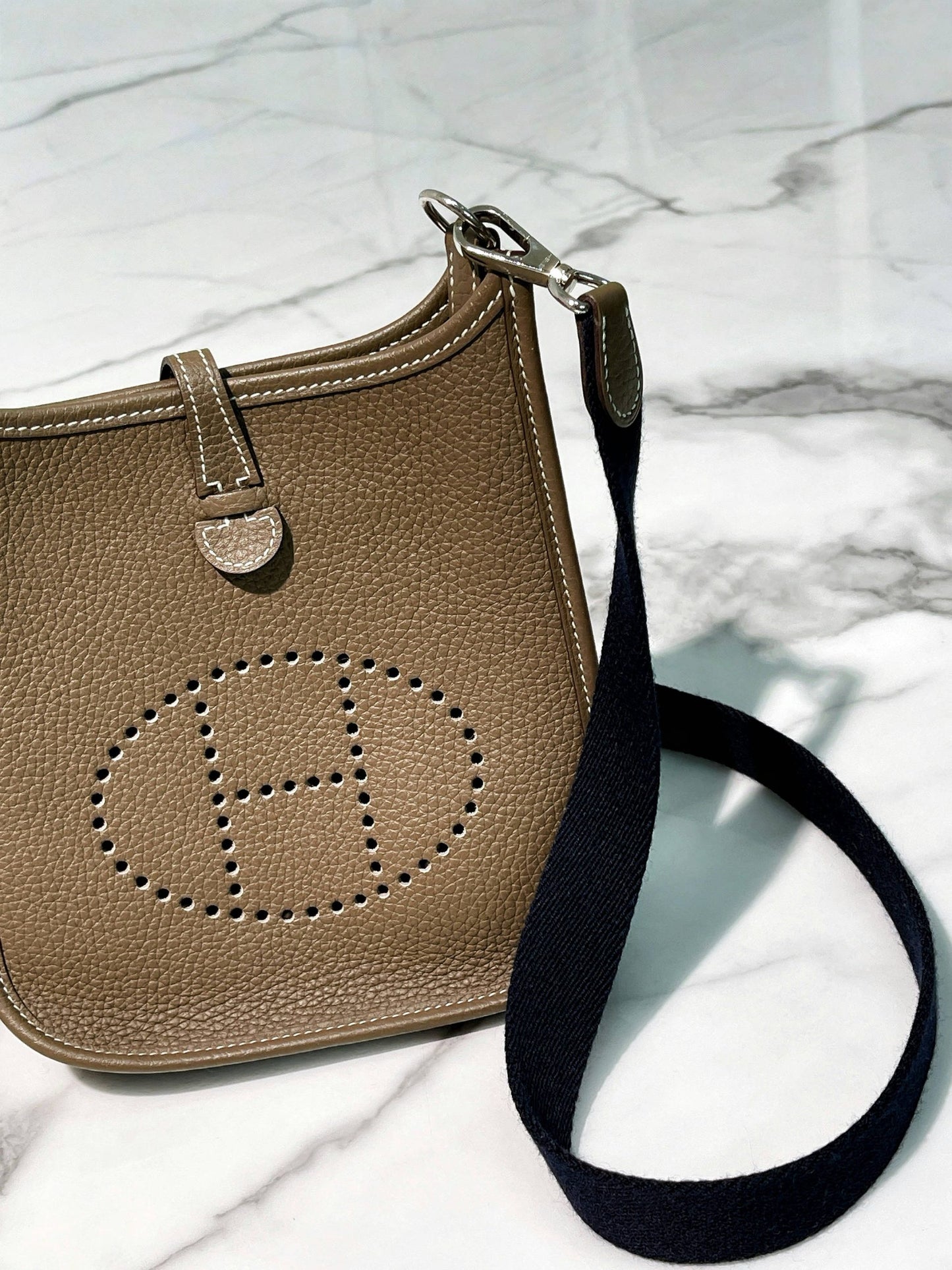 HERMES MINI EVELYNE, Etoupe/Silver