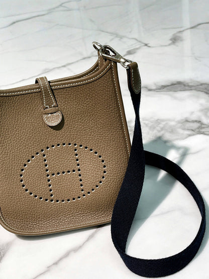 HERMES MINI EVELYNE, Etoupe/Silver