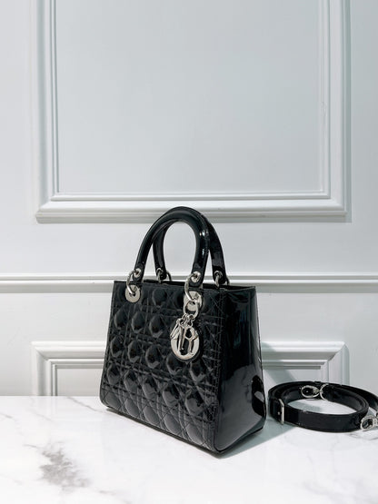 DIOR MEDIUM LADY DIOR, Black/Silver