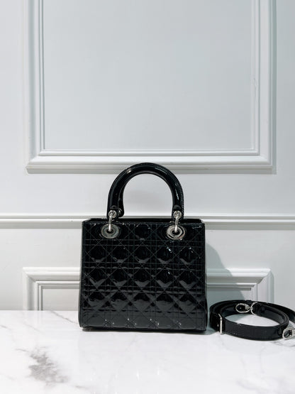 DIOR MEDIUM LADY DIOR, Black/Silver