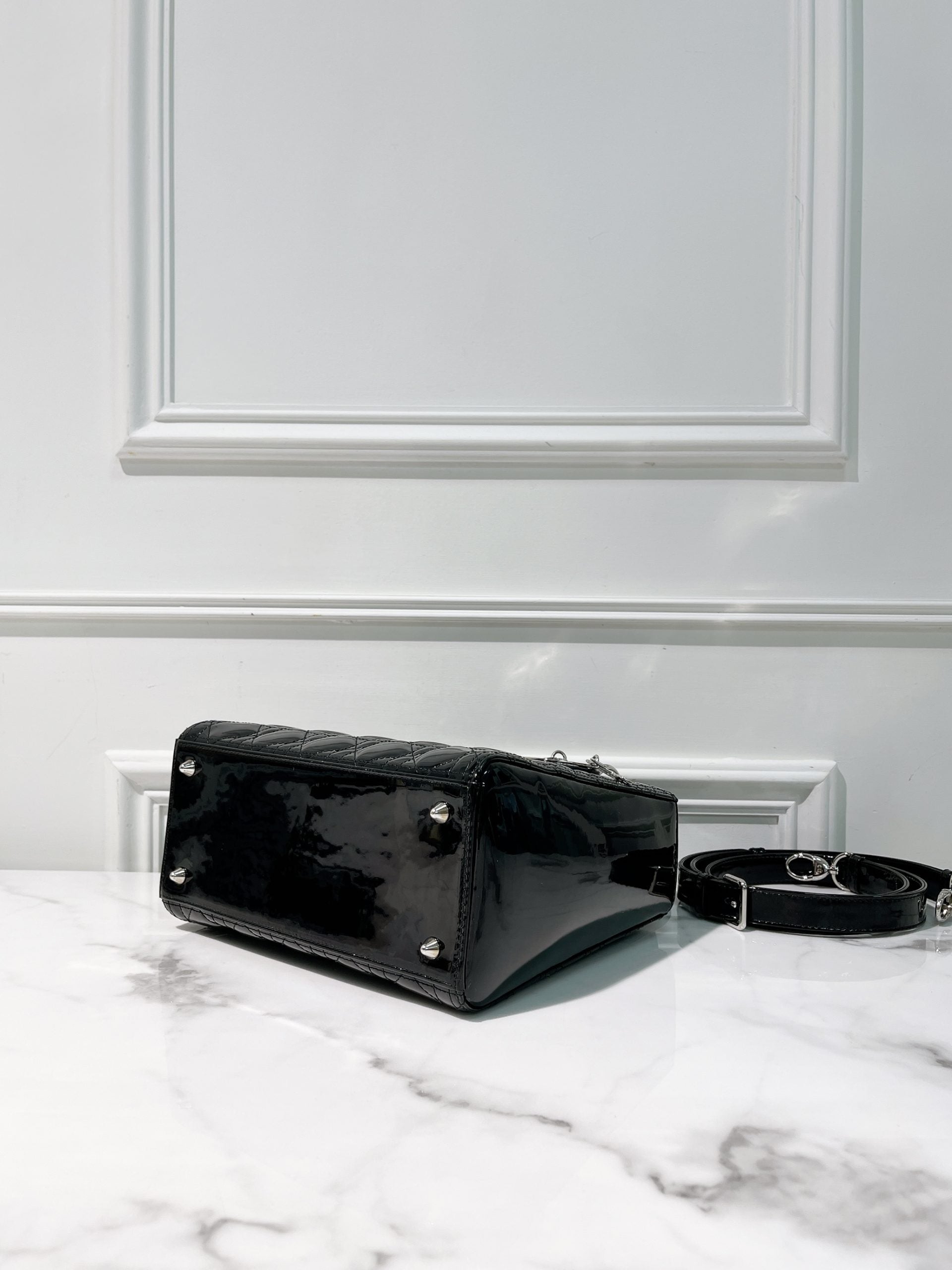 DIOR MEDIUM LADY DIOR, Black/Silver